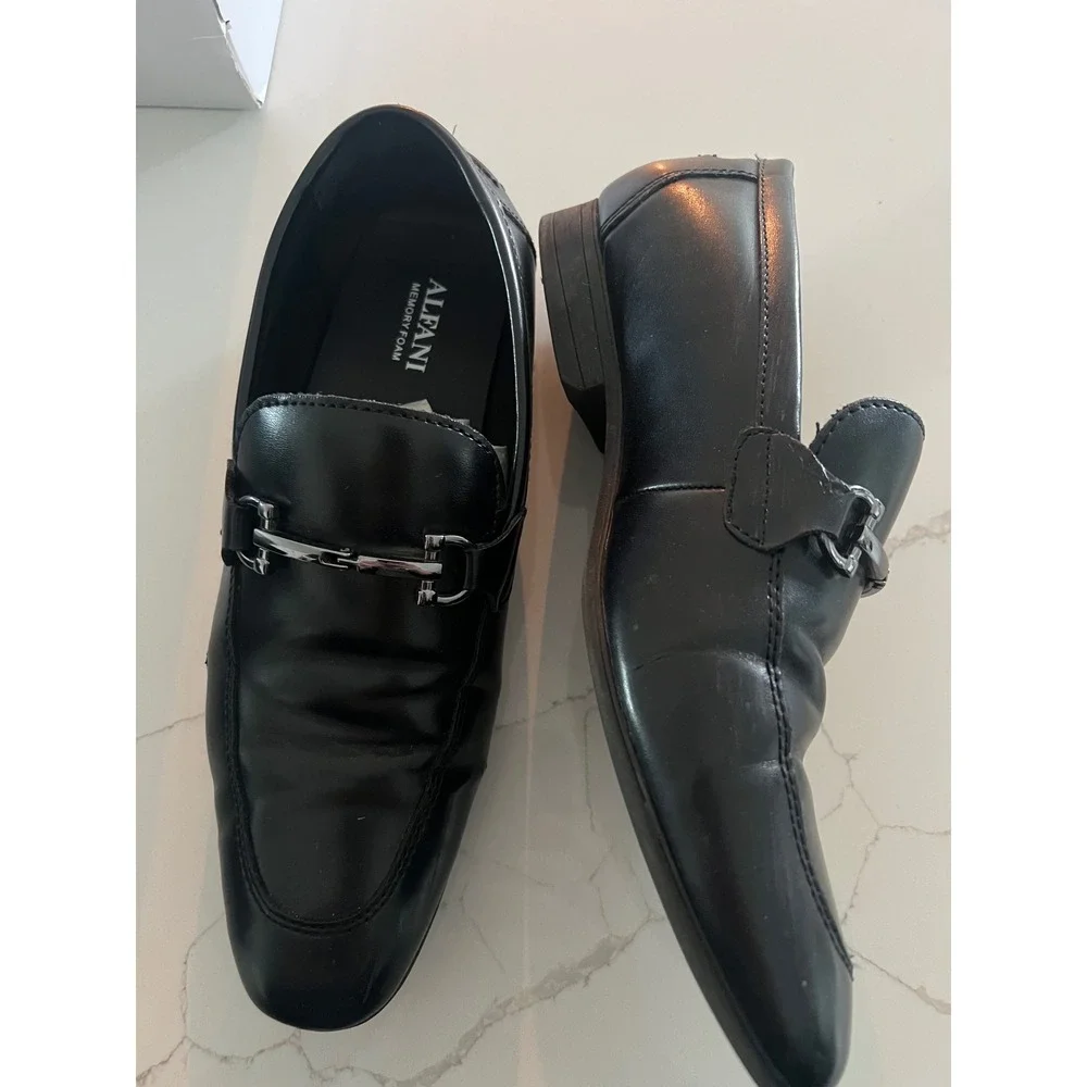 Alfani Mens Black Leather Bit Loafers Memory Foam‎ Dress Shoes Size 8M